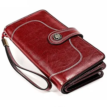 

High Quality Genuine Leather Wallet Women Wallet Credit Card Holder Female Purse Organizer Walet Women Clutch Bag Phone Bag