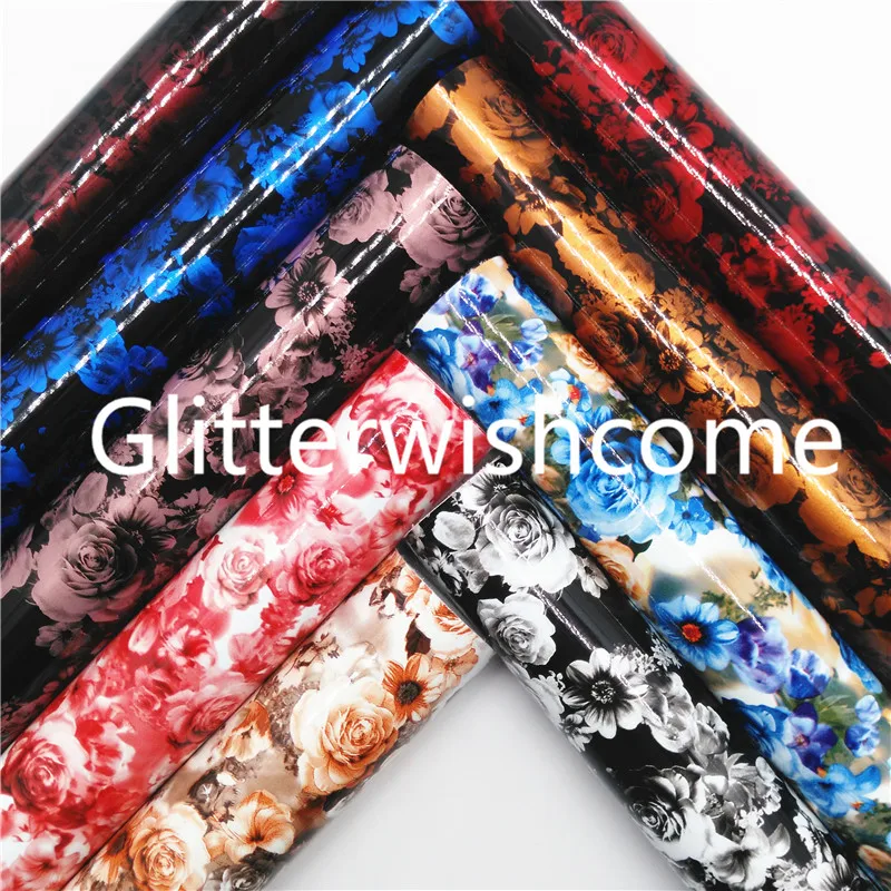 Glitterwishcome 21X29CM A4 Size Vinyl For Bows Rose Printed Smooth Synthetic Leather Faux Sheets for GM765B | Дом и сад