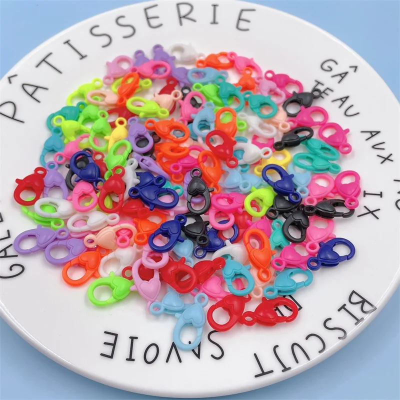 20pcs Colorful Plastic Heart Lobster Clasp Hooks For Keychain Bracelet Chain Accessory for Jewelry Making Components DIY | Украшения и