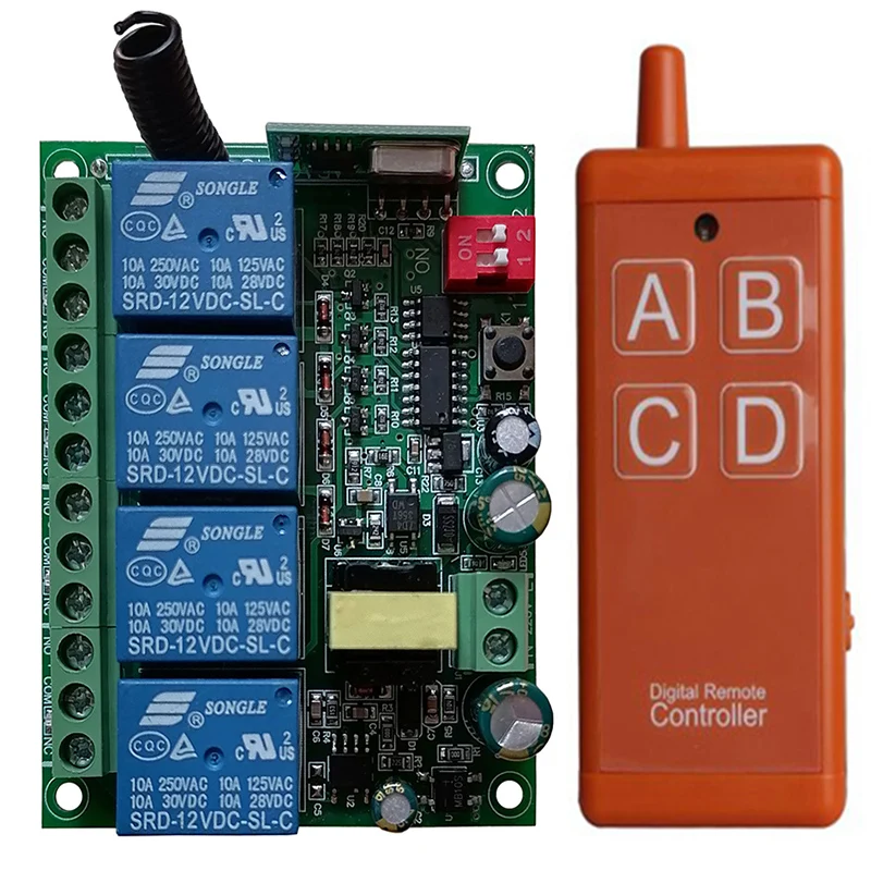 

AC110V 220V 230V 4CH rf Remote Control Switch Wireless Relay Receiver Controller usb Rechargeable for Garage\ Door\ LED\ Bulb