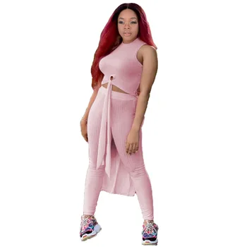 

2020 New Women Set Sexy 2 Piece Outfit Bandage Crop Top Bodycon High Waist Skinny Pants Tracksuits