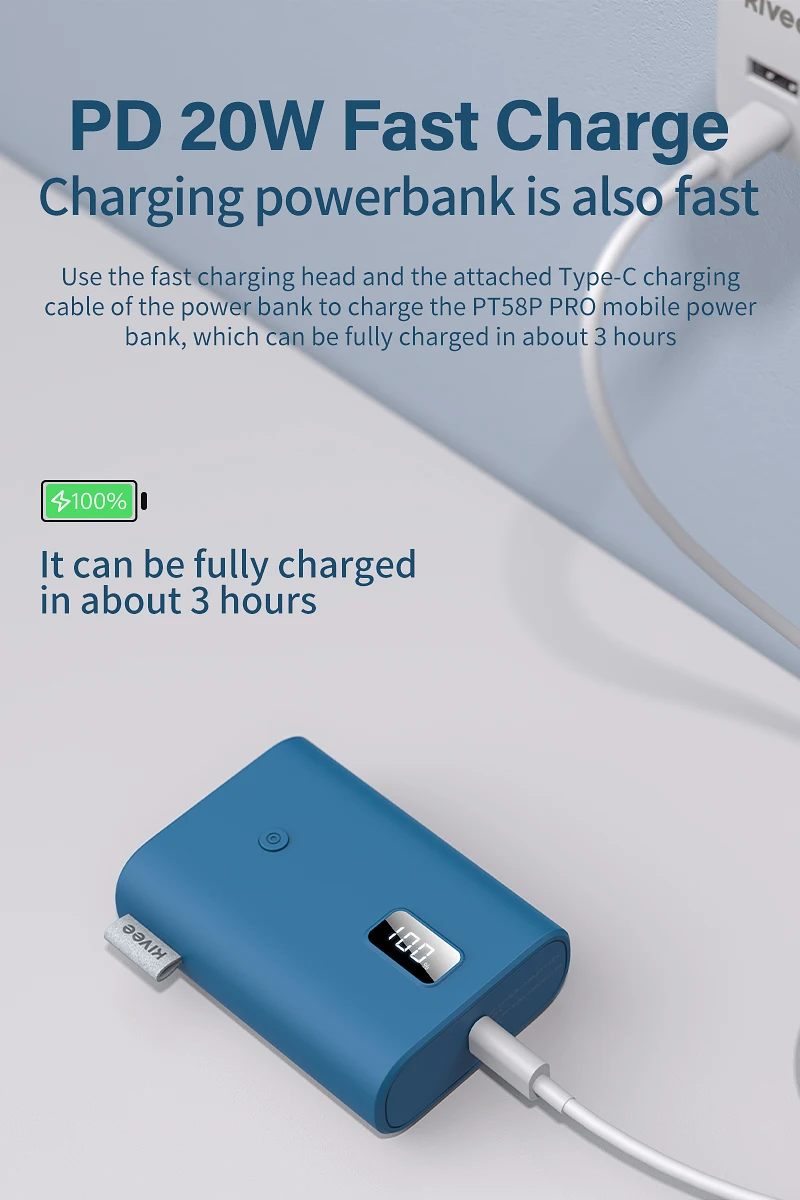 type c power bank Kivee 20W Led 10000mAh Power Bank Portable Charging External Battery Fast Charger 10000 mAh Powerbank for iPhone Xiaomi Samsung 65w power bank