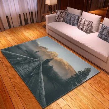 

3D Landscape Printed Carpet Dining Room Area Rugs Flannel Memory Foam Bedroom Sofa Parlor Carpets for Living Room Modern