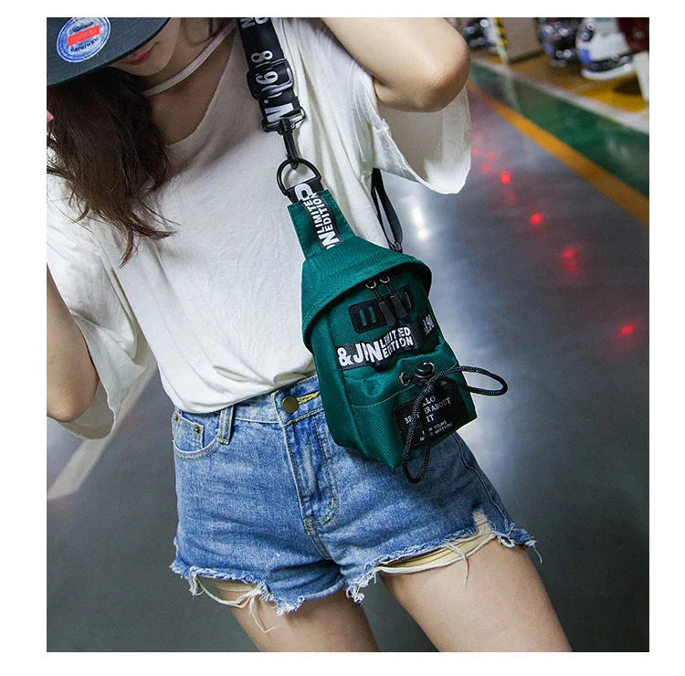 Hot sale sports summer new Harajuku shoulder messenger bag female small bag fashion Oxford mobile phone bag chest bag