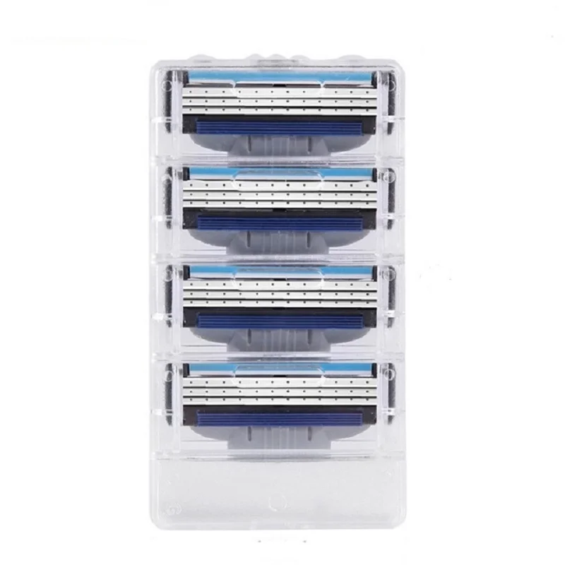 

4 pcs/lot. High quality Men Razor blade facial care shaving cassettes men shaving blades Compatible gillettee Mache 3