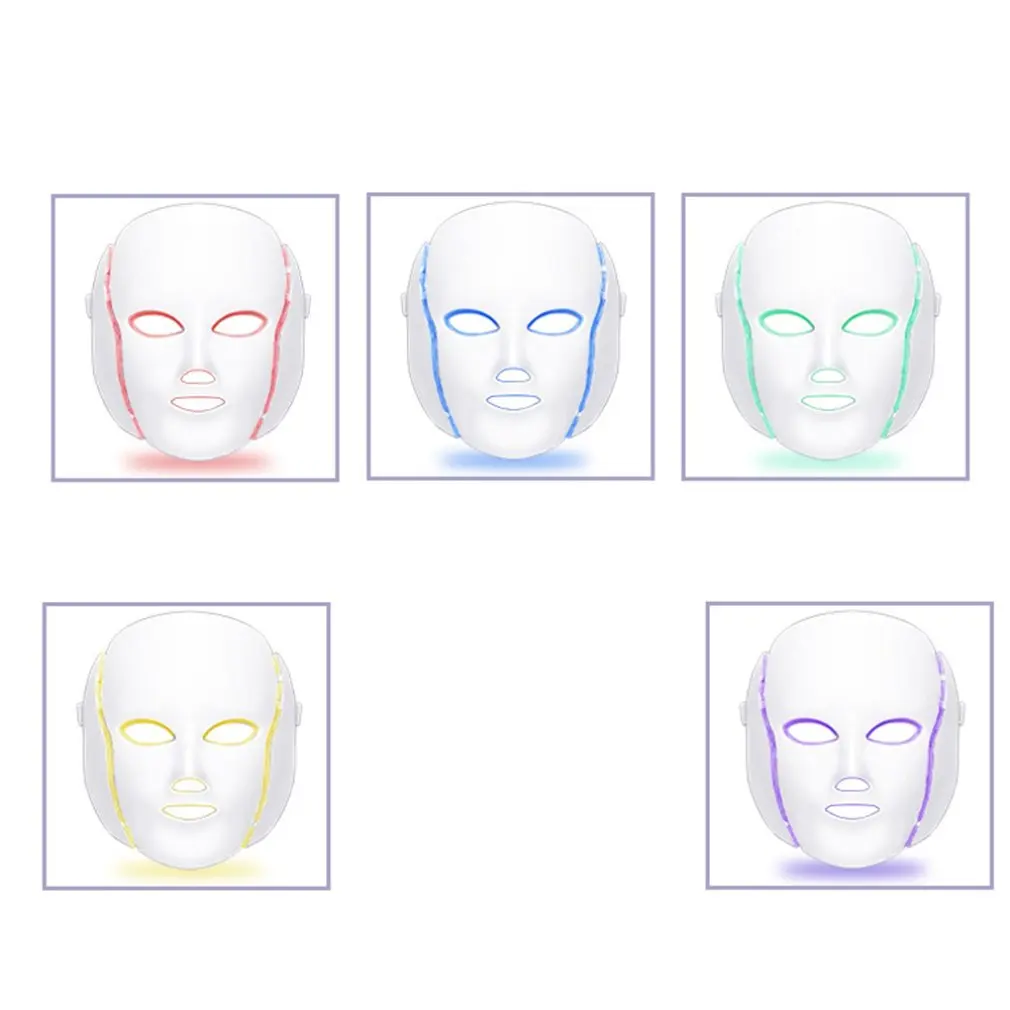 7 цветов Светодиодная маска для лица светодиодная Корейская фотонная терапия для лица Устройство для приготовления маски светотерапия акне маска для шеи Красота светодиодная маска Прямая
