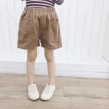 3196 Весна Новые детские домашние штаны для детей, в Корейском стиле, с большими карманами; вельветовые шорты ребенка по шкале Мооса однотонные штаны