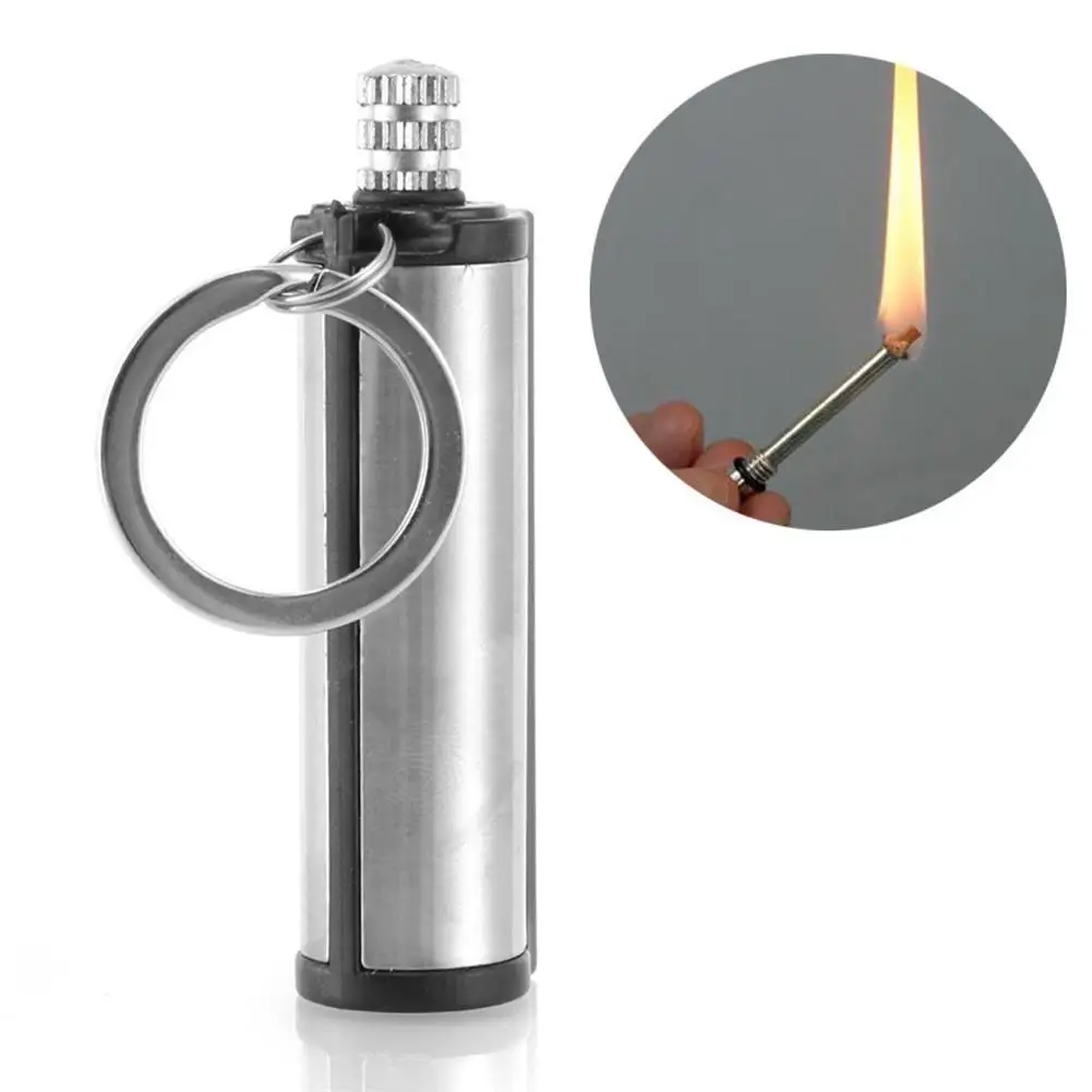 Steel Fire Starter Flint Match Lighter Keychain Camping Emergency Survival Gear