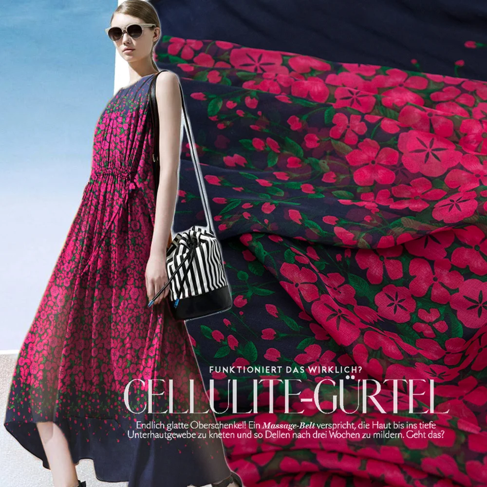 

Gradient Positioning Flower Ultra-Thin Perspective Silk Handmade DIY Dress Scarf Fabric Silk Chiffon Fabric