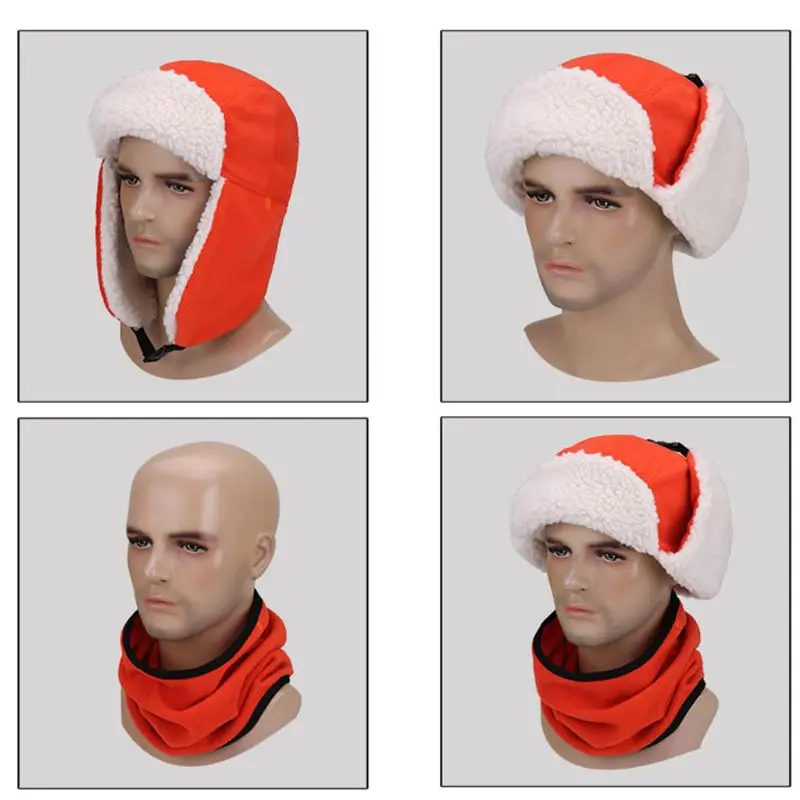 Multifunction Double Thick Solid Color Trapper Hat Winter Cap Ski Warm Fur Earmuffs Plus Velvet Windproof