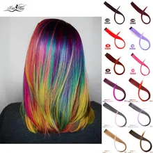 Xuanguang Reta Clipe Em Um pedacos extensъyes de Cabelo Sintético Mulheres Rainbow color one piece Peruca Rosa Roxo Vermelho Azul