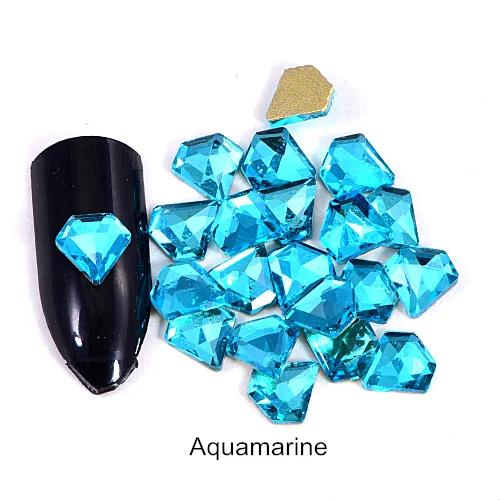 Aquamarine 20 шт 7 мм разноцветные стразы для нейл-арта, стекло K9 стразы, красные стразы без горячей фиксации, стразы, украшения для нейл-арта F0189 - Цвет: Aquamarine