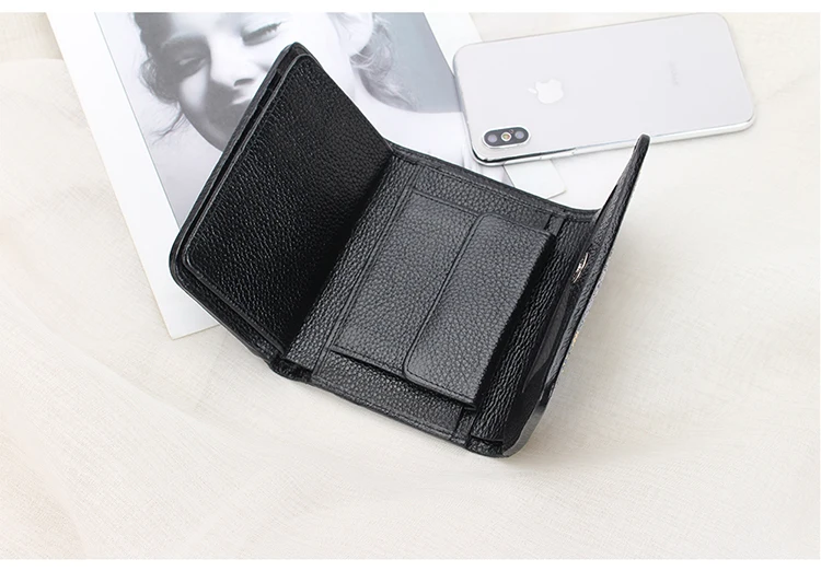 Thailand Authentic Stingray Leather Women's Card Holders Genuine Skate Skin Lady Small Trifold Wallet Female Short Clutch Purse