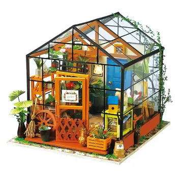 

2020 Newest DIY Small Doll House Cathy Flower House Educational Assembled Model Without Dust Cover For Kids Gift