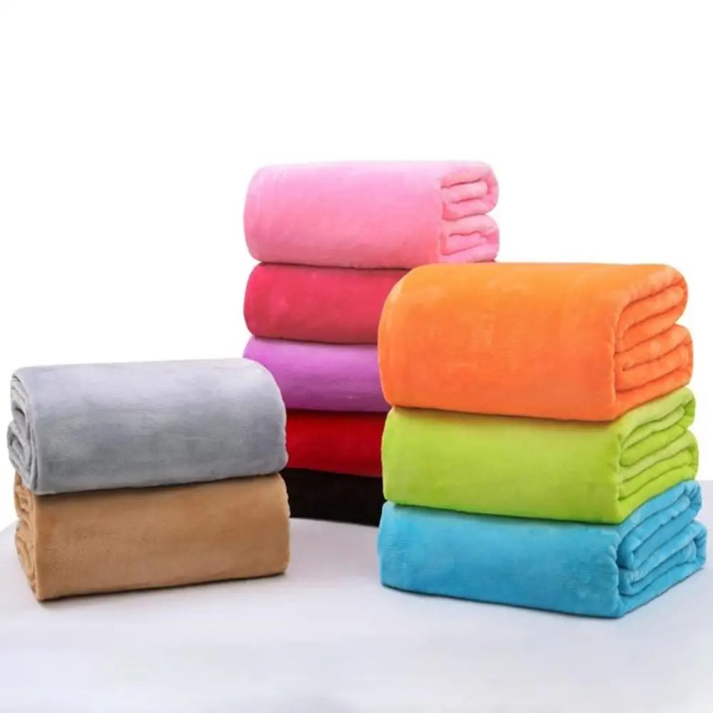 

Soft Warm Solid Color Coral Fleece Flannel Blanket Bedspread Cover Winter Warm Wedding Blankets Sofa Home Textile 50*70cm