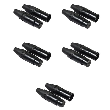 

10Pcs XLR 3Pin Mic Snake Plug Connector Female and Male Microphone Plug Connector Gold Plating XLR Connector