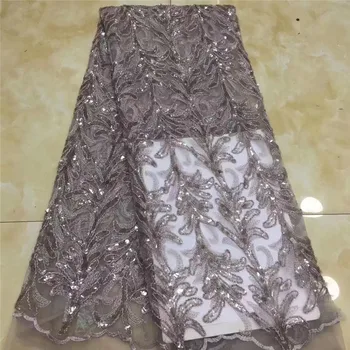 

African Sequins Lace Fabric pink Velvet High Quality Lace French Tulle Lace Material Colorful Nigerian Lace Fabrics For Wedding