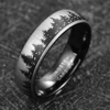 JQueen 6mm Black Laser Forest Fir Tree Christmas Tree Pattern Tungsten Carbide Ring Men's Fashion Wedding Jewelry Best Gift 2