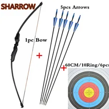 1 набор, 40 фунтов, для взрослых, стрельба из лука, прямой изогнутый лук, правая рука, обучающая игрушка(40 фунтов, 5* стрелы, 6* мишени лица), аксессуары для съемки на открытом воздухе