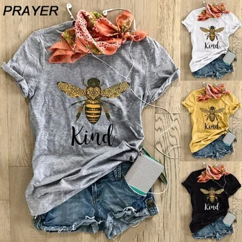 

Funny Design BEE KIND Printing T Shirt Summer Women Short Sleeve Top Tee Casual Ladies Female T Shirts Plus Size Woman Clothing