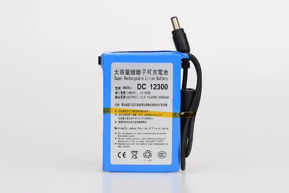 

10pcs/lot High Quality DC 12V 3000mAh Super Rechargeable Lithium-ion Battery Pack with Plug for CCTV Camera DC 12300 Batteries