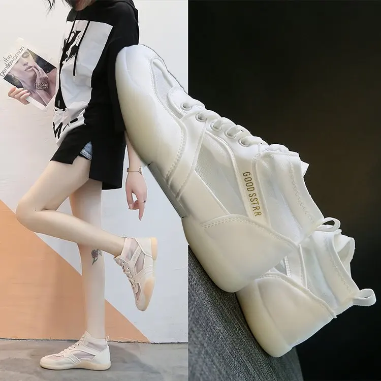 

2019 Summer New Style Comfortable Soft Bottom Gauze Breathable White Shoes Versatile Hight-top Western Style Hollow out Sports F