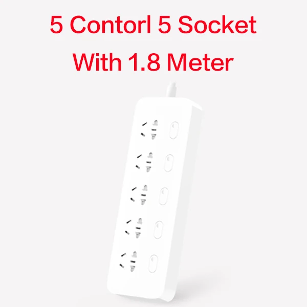 Xiaomi Mijia power Strip Быстрая зарядка 2500 Вт 10А 6 стандартных розеток/8 стандартных розеток/3 гнезда с кабелем 1 м/5 м - Цвет: 5 control 5 socket