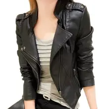 2021 spring and autumn black plus size casual ladies PU leather jacket