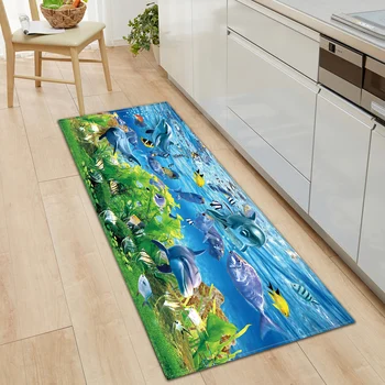 

3D Printed Kitchen Carpet Rectangular Entrance Doormat Bedroom Corridor Floor Mat Living Room Carpet Bathroom Absorbent Mat