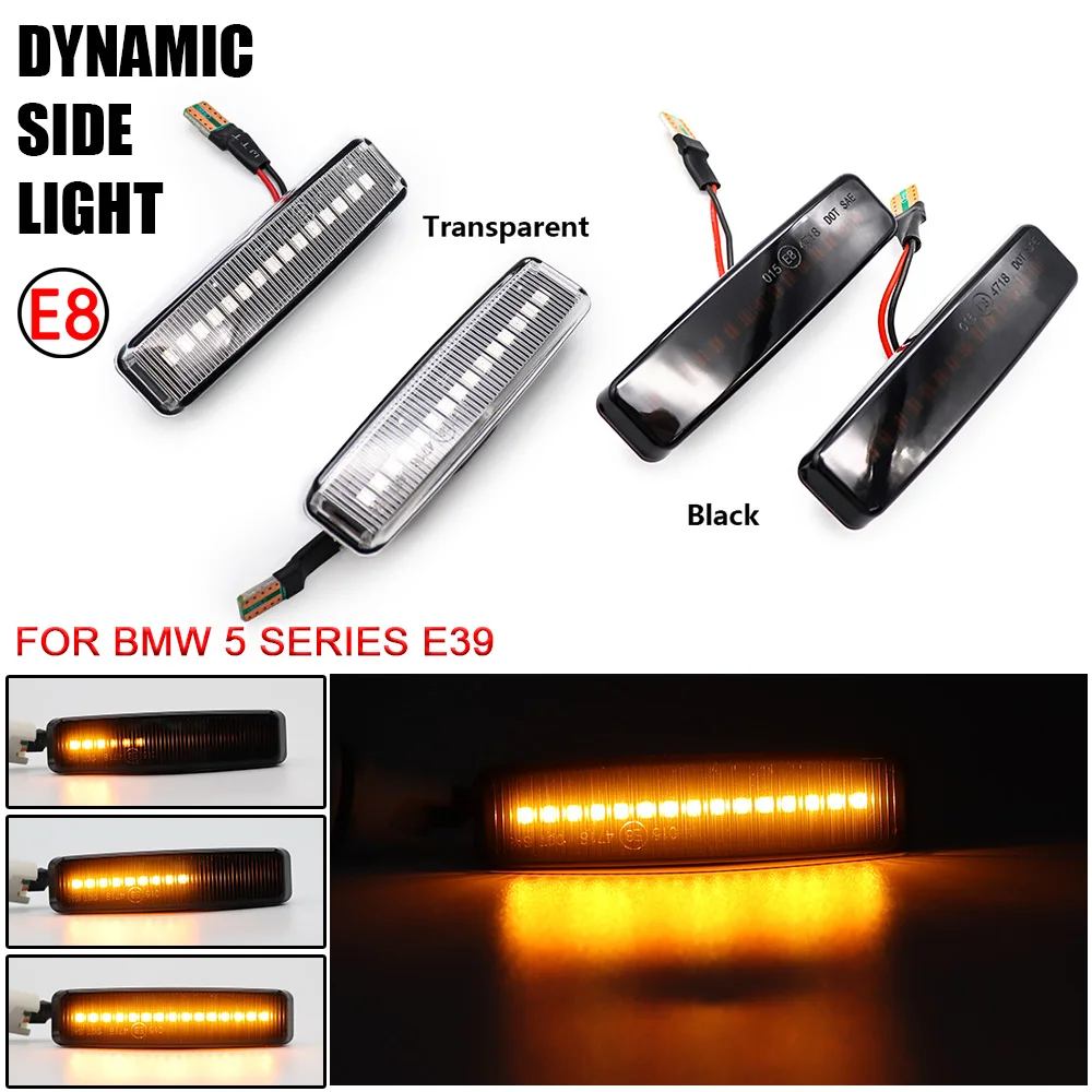 

2Pcs Dynamic LED Blinker Turn Signal Light Fender Side Marker Indicator Sequential Lamp For BMW 5 Series E39 1995-2003 M5