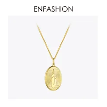 ENFASHION, металлическое ожерелье с перьями, женское, золотого цвета, нержавеющая сталь, ожерелье с подвеской, модное женское ювелирное изделие, Naszyjnik P3044