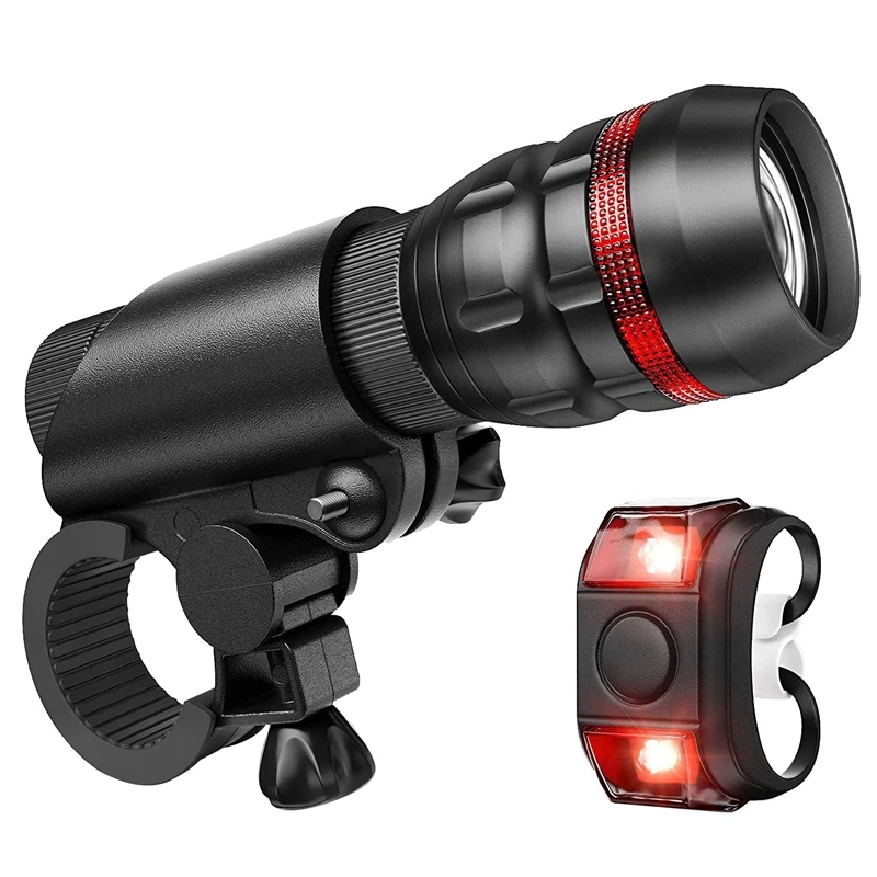 Cycling Bike Headlight Set Bicycle Front Light with Taillight Lamp Adjustable Warning Accessories | Спорт и развлечения