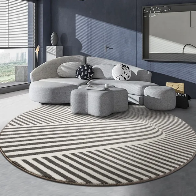Post Modern Round Shaped Geometric Area Rug, Big Size Nordic Style Black  And White Striped Home Decoration Carpet - Carpet - AliExpress