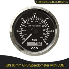KUS-velocímetro GPS Universal de 3-3/8 pulgadas, velocímetro de 85mm, 0-60 nudos, 12V, 24V, retroiluminación roja/amarilla, resistente al agua