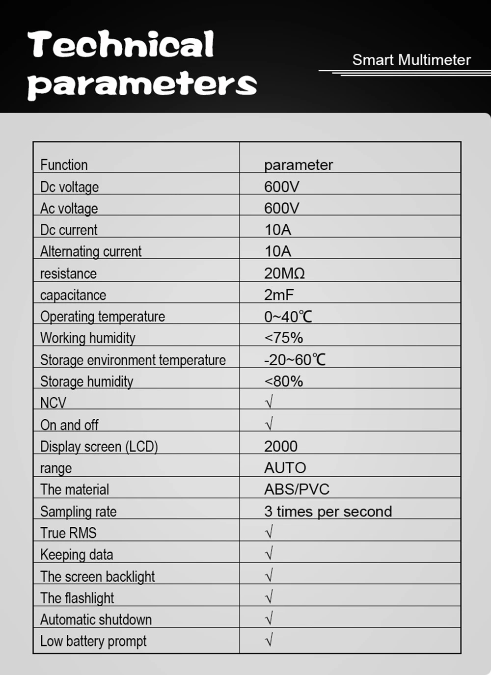 Автоматический цифровой мультиметр 600 в True-RMS Smart NCV AC/DC Напряжение Ток Ом Емкость диод тест мультиметровый инструмент фонарик