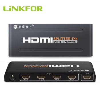 

LiNKFOR 4 Way HDMI Splitter Amplifier Switcher 1*4 HDMI Splitter Hub 1080P Splitter Adapter For 3D HDTV PC SKY PS3 XBOX