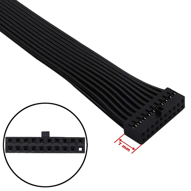 Mini Cabo Interno Pequeno do Adaptador do Encabeçamento da Extensão do Pino Usb 3.0 19 20 Cabo Liso Preto do Fio para a Placa-mãe 5.9 Polegadas 15cm - Imagem 3