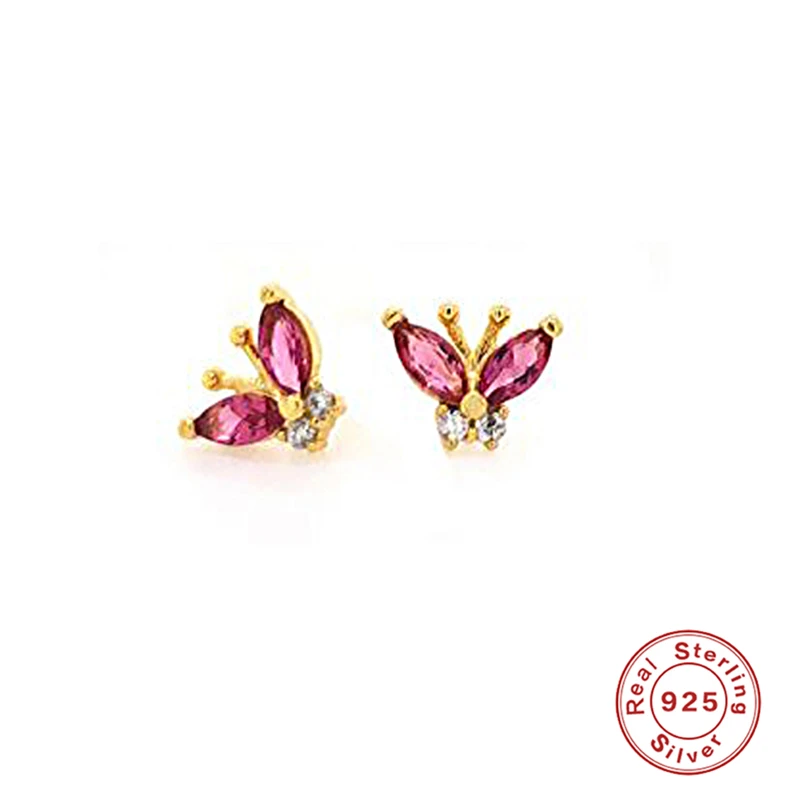 BOAKO Ins Butterfly Earrings For Women 925 Sterling Silver Stud Piercing Jewelry Ear Cuffs Pendientes Серьги #11.10 | Украшения и