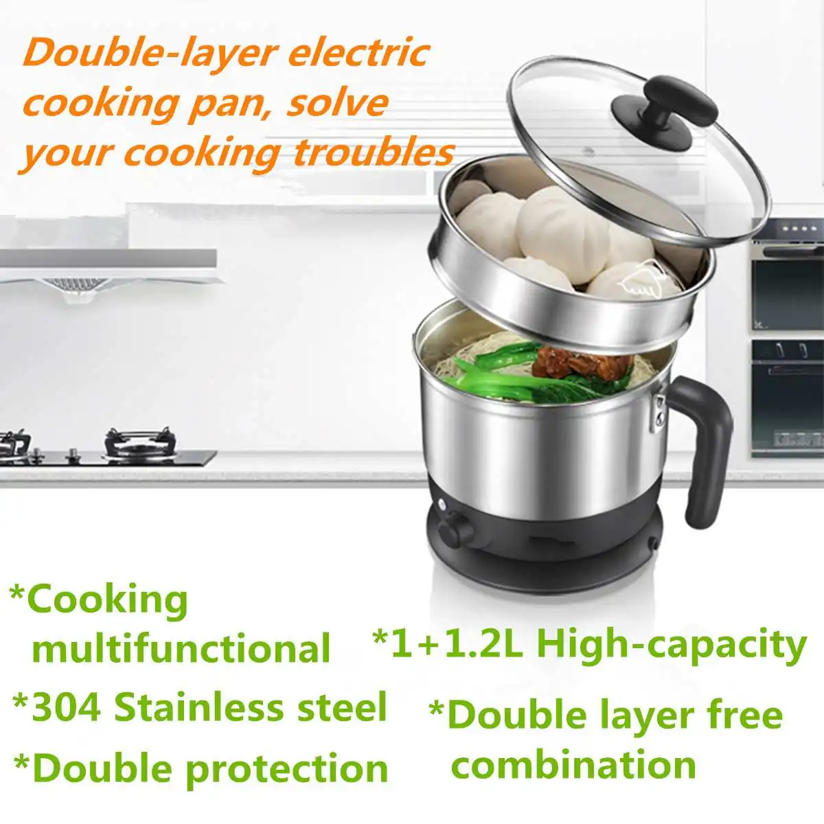 

Multifunctional Electric Boiler Skillet Mini Cooker Portable Food Steamer Pot Pan Noodles Food-Container Rice-Cooker