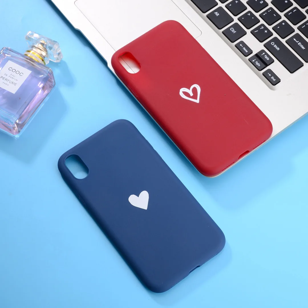 Phone Case For iphone XR X 6 6 s 7 8 plus Cute Simple Love Heart Shockproof Soft TPU Case Cover For iPhone X XS Max XR Fundas