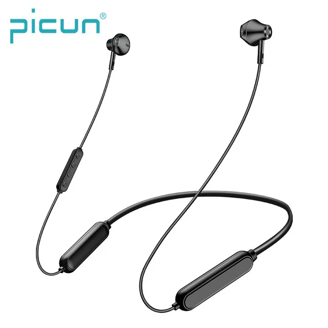 Новинка, Picun X3, IPX6, спортивные Bluetooth наушники, водонепроницаемые, для бега, беспроводные наушники, магнитные, с шейным ремешком, стерео, спортивные, Bluetooth - Цвет: blk