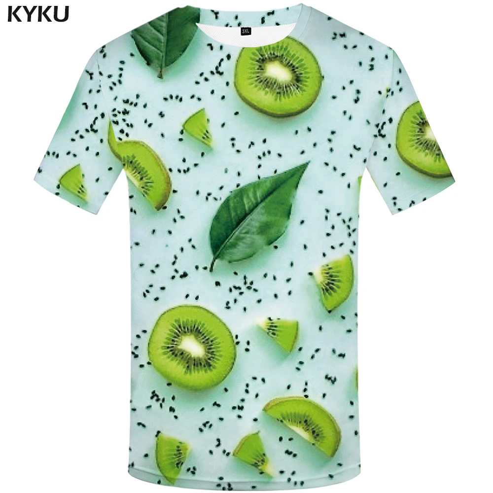 A veces musicas querido Marca KYKU, camiseta de Kiwi para hombre, Camiseta con estampado de hojas,  camisetas verdes, ropa de Anime 3d Harajuku, camiseta de novela, ropa de  verano para hombre estampada|Camisetas| - AliExpress