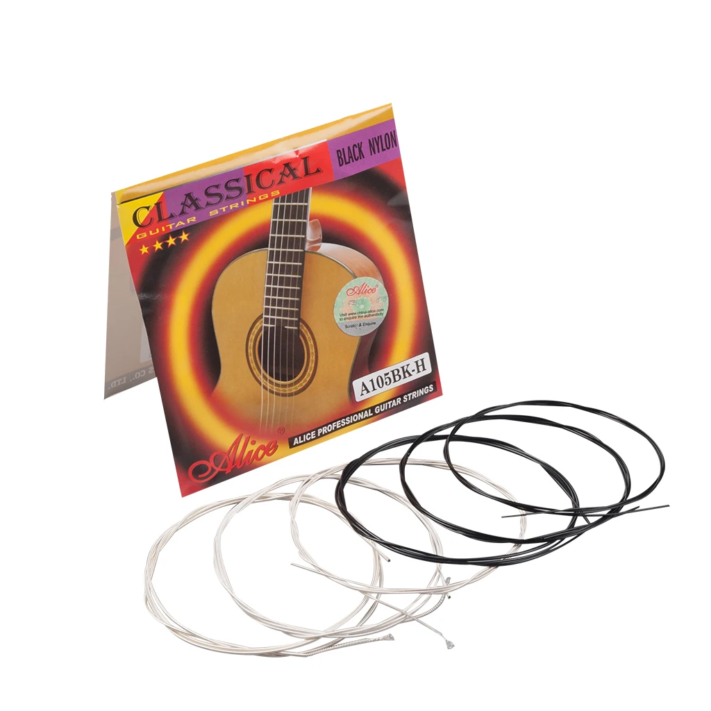 LOMMI Alice A105BK-H Classical Guitar Strings Black Nylon String Set Light  Rust Prevention .0285-.024 Tension Guitar Accessories - AliExpress