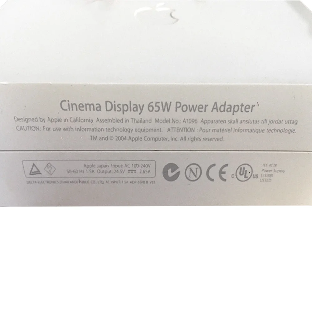 For Apple A1096 Original AC Power Adapter 65w 20 inch DVI Cinema