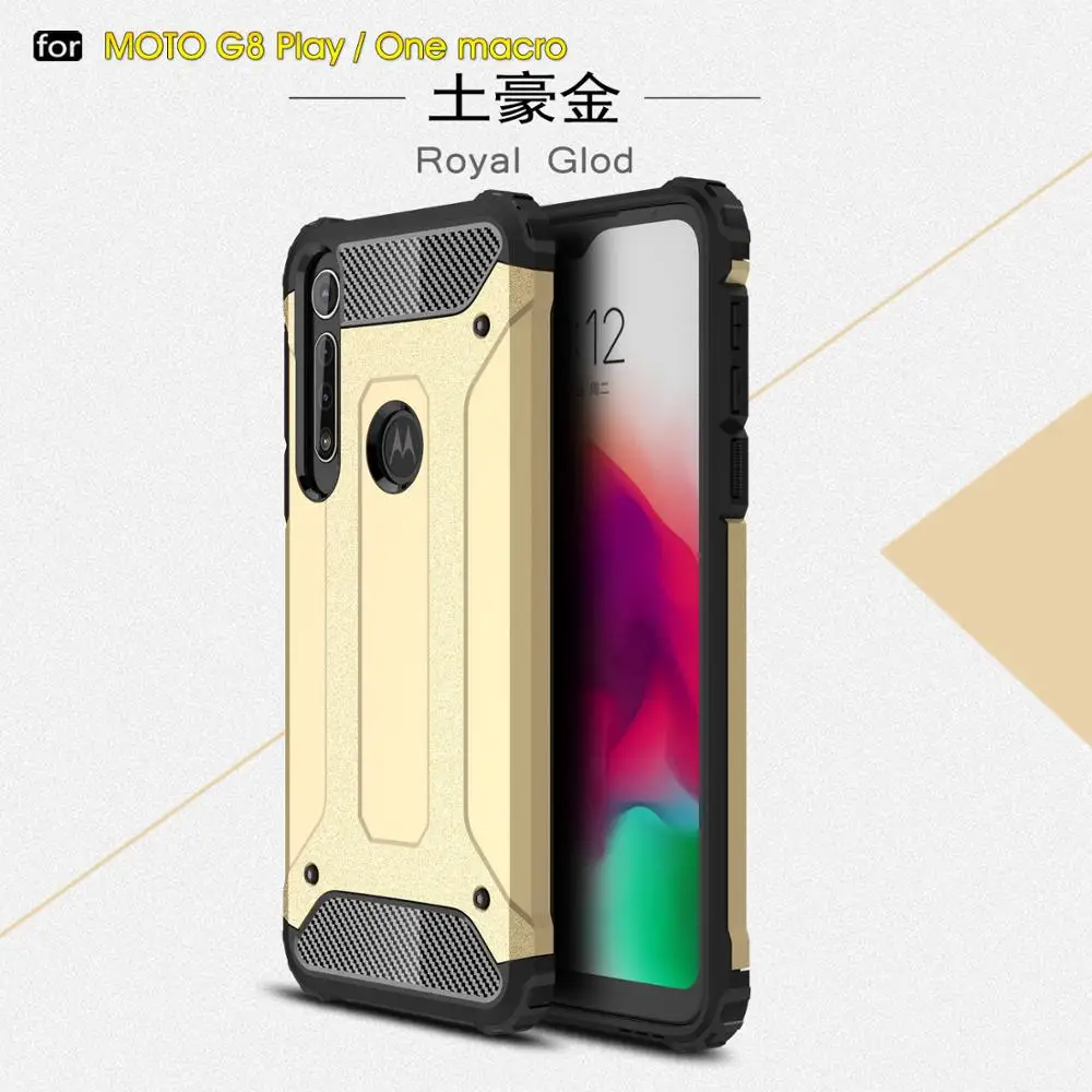 Tigenkey для Motorola Moto G8 Play чехол сверхпрочный защитный противоударный чехол - Цвет: Золотой