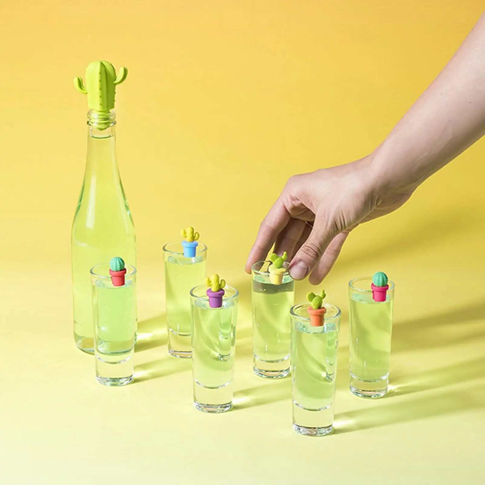 Cute Cactus Silicone Wine Bottle Stopper Anti-Leakage Plug Glass Marker Set Shape Kitchen Tools | Дом и сад