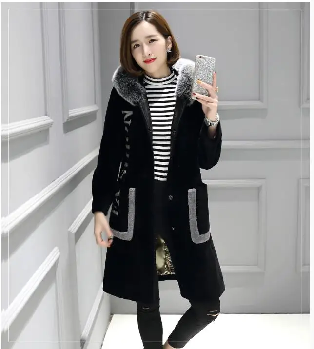 Шерстяная куртка с воротником из лисьего меха, пальто из натурального меха, осенне-зимнее пальто, женская одежда, корейские винтажные топы из овечьей шерсти, ZT3711