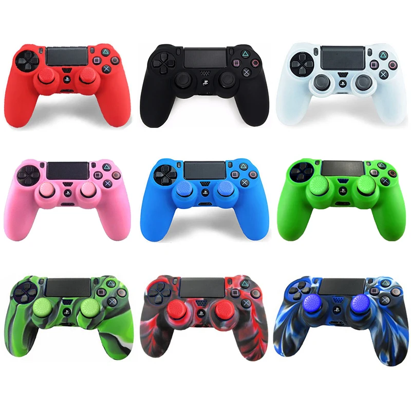 

Gen Game 2 in 1 Soft Silicone Rubber Case Cover For Play Station Dualshock 4 PS4 DS4 Pro Slim Wireless Controller Skin + 2 grips