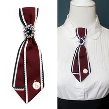 Высококачественные женские галстуки-бабочки ручной работы, стразы, стиль колледжа, номер 5, галстуки-бабочки, белая рубашка, банк, гостиничный галстук, аксессуары для одежды