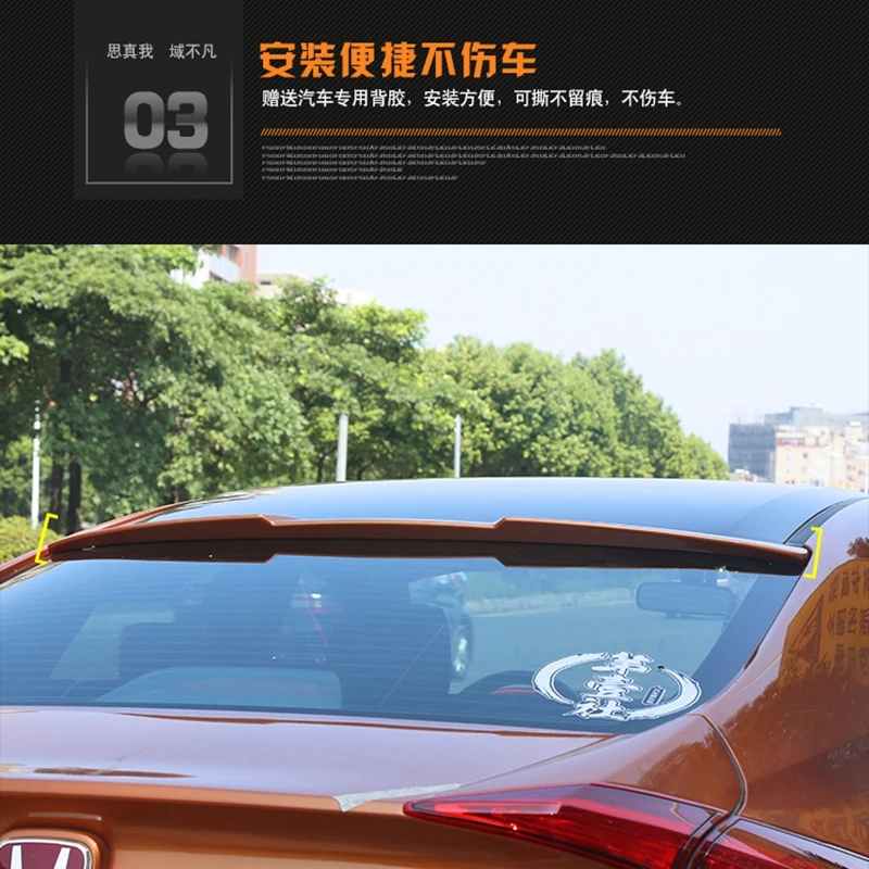 For Honda 10th Civic Roof Spoiler 2016 2017 2018 2019 2020 High Quality ABS Material Car Rear Trunk Wing Accessories